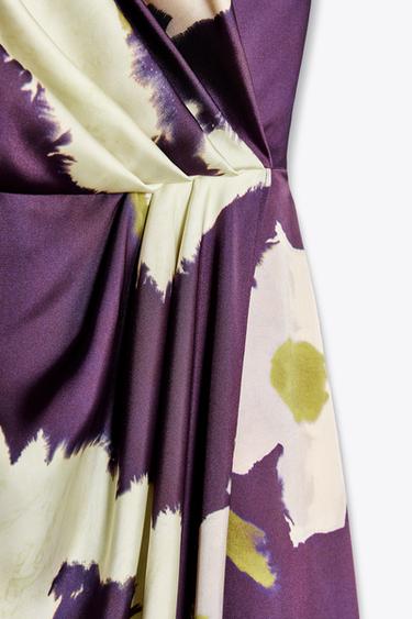 VESTIDO MIDI SATINADO ESTAMPADO - Púrpura de Zara