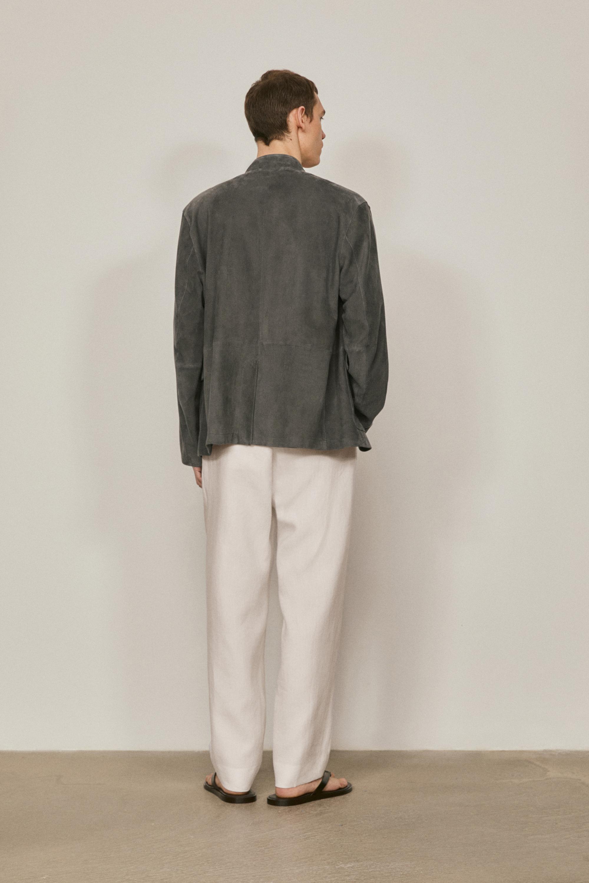 Suede leather overshirt with stand collar - LIMITED EDITION