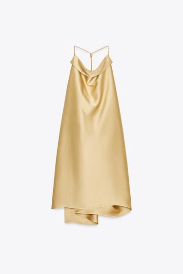 ZW COLLECTION SATIN HALTER TOP - Golden by Zara - Image 1