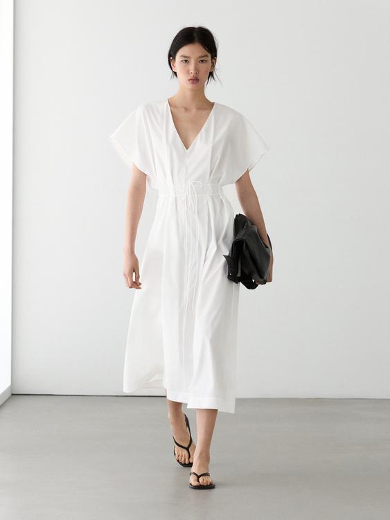 Poplin flounce midi dress from Zara - $200