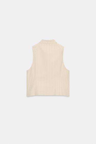 GILET ZIPPÉ À RAYURES - Sable de Zara - Image 1