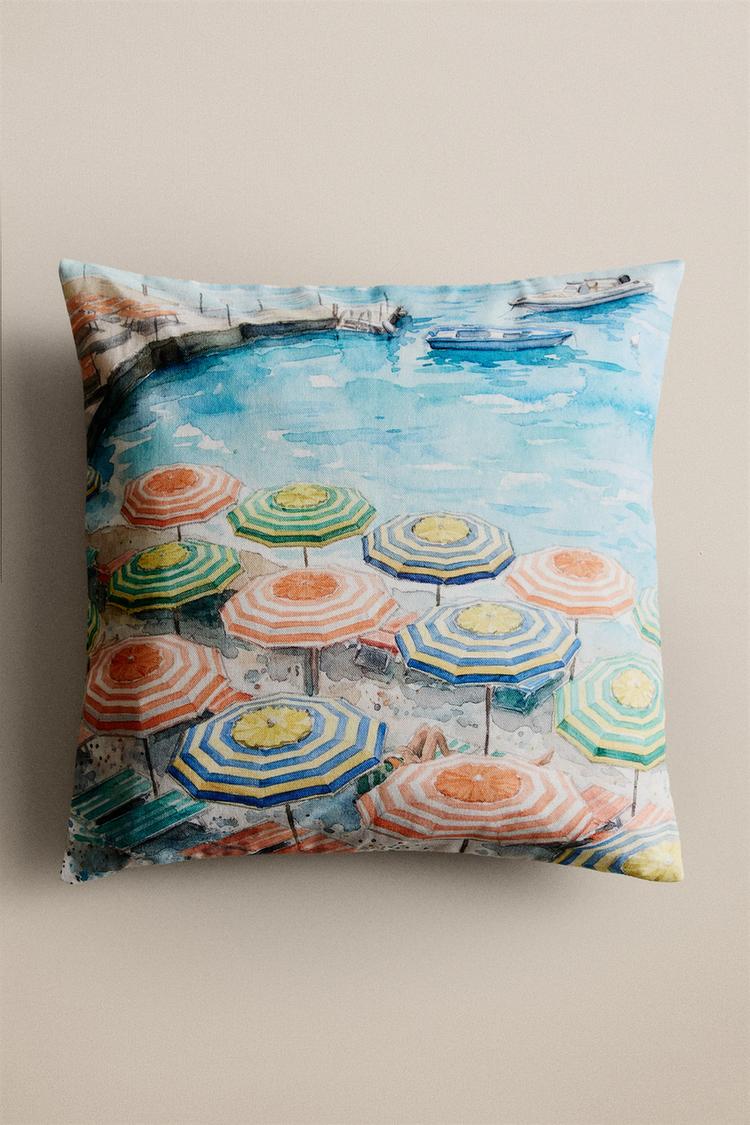 UMBRELLA THROW PILLOW COVER — Blue