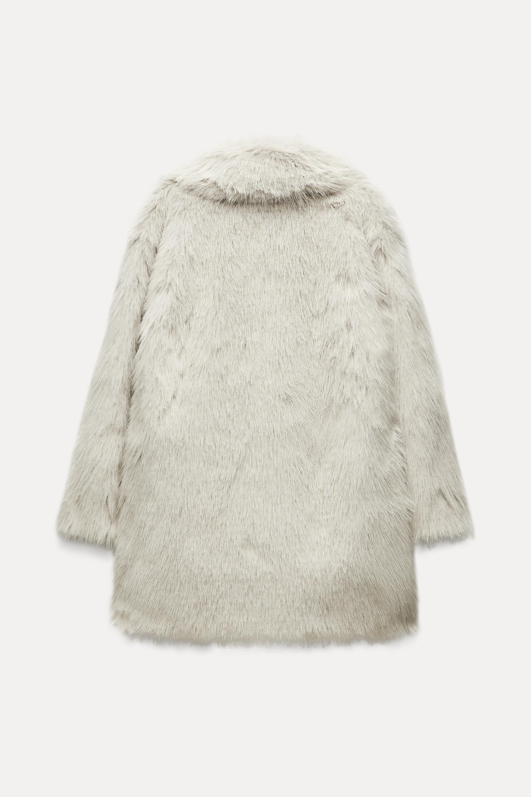 Zara NWT white shops faux fur coat size XS/S