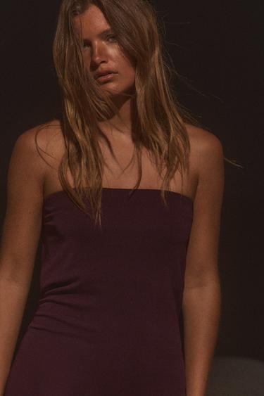 ROBE BANDEAU BRIDE DOS - Aubergine foncé de Zara - Image 1