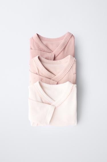 3-PACK OF KIMONO NECK FLORAL BODYSUITS - Pink by Zara