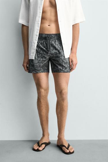 MAILLOT DE BAIN LONG IMPRIMÉ - Gris de Zara - Image 1