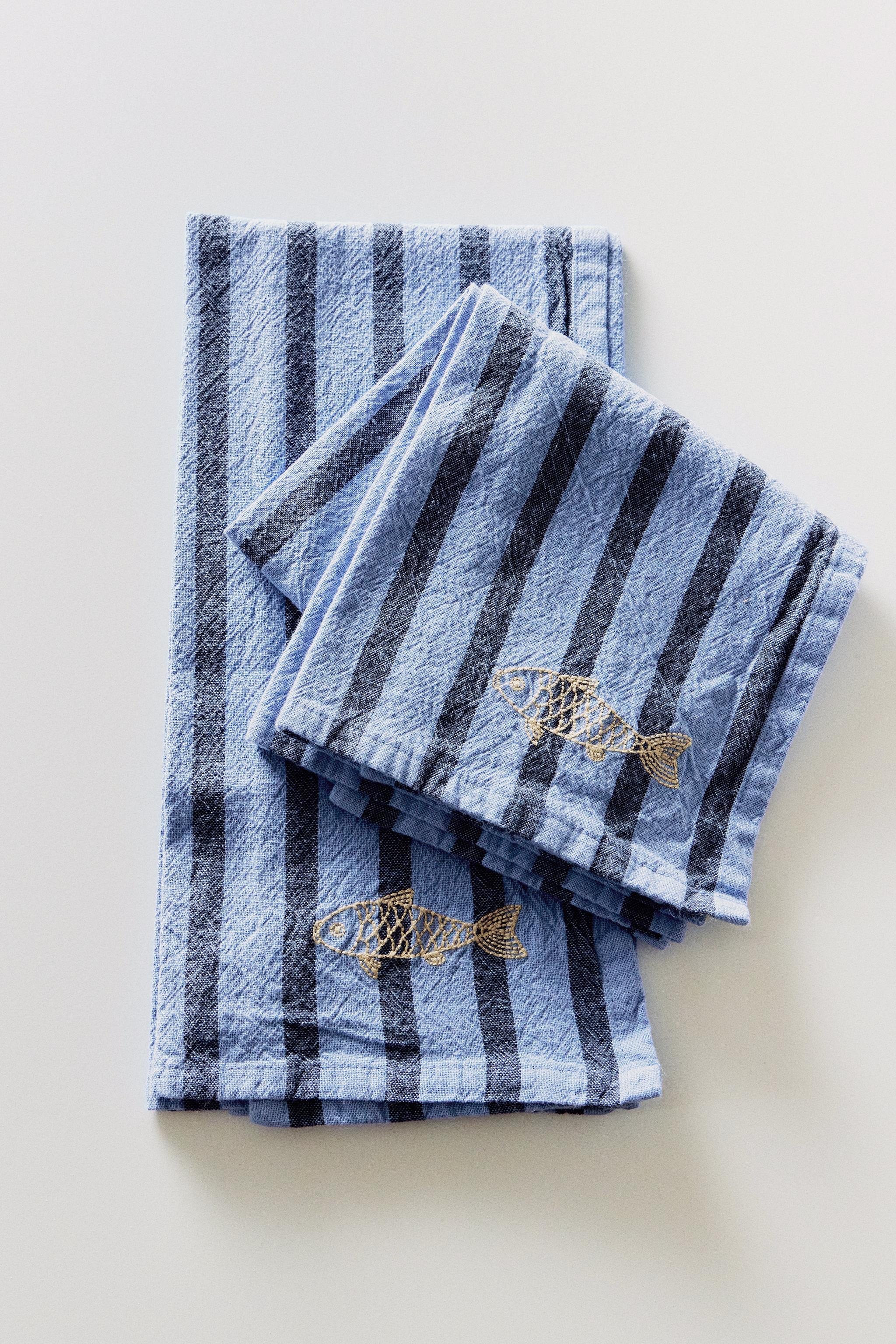 YARN-DYED STRIPE NAPKINS (PACK OF 2) — Blue