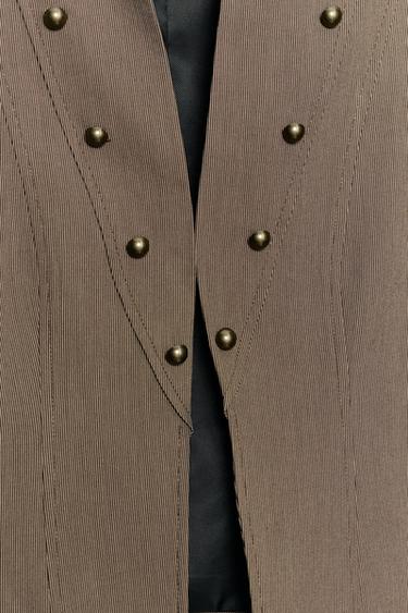 VESTE COURTE À BOUTONS - marron chiné de Zara - Image 3