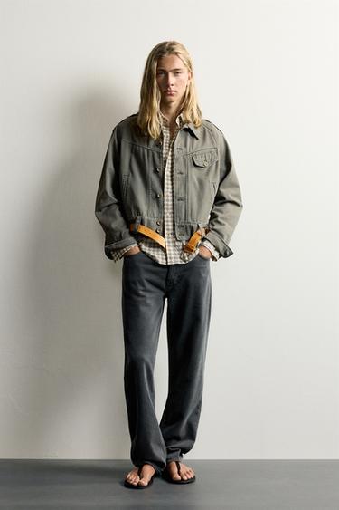 CROPPED FIT JACKET WITH TABS - Sea green by Zara - Image 0
