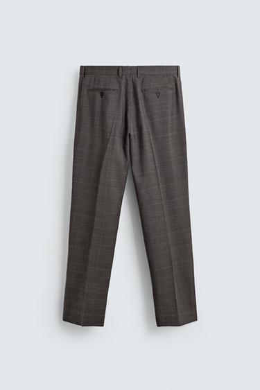 PANTALON DE COSTUME À CARREAUX 100 % LAINE - Marron de Zara - Image 5