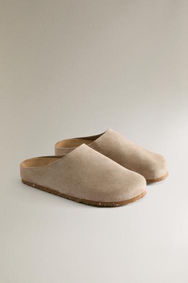 MINIMALIST LEATHER CLOGS - Grey by Zara - Image 1