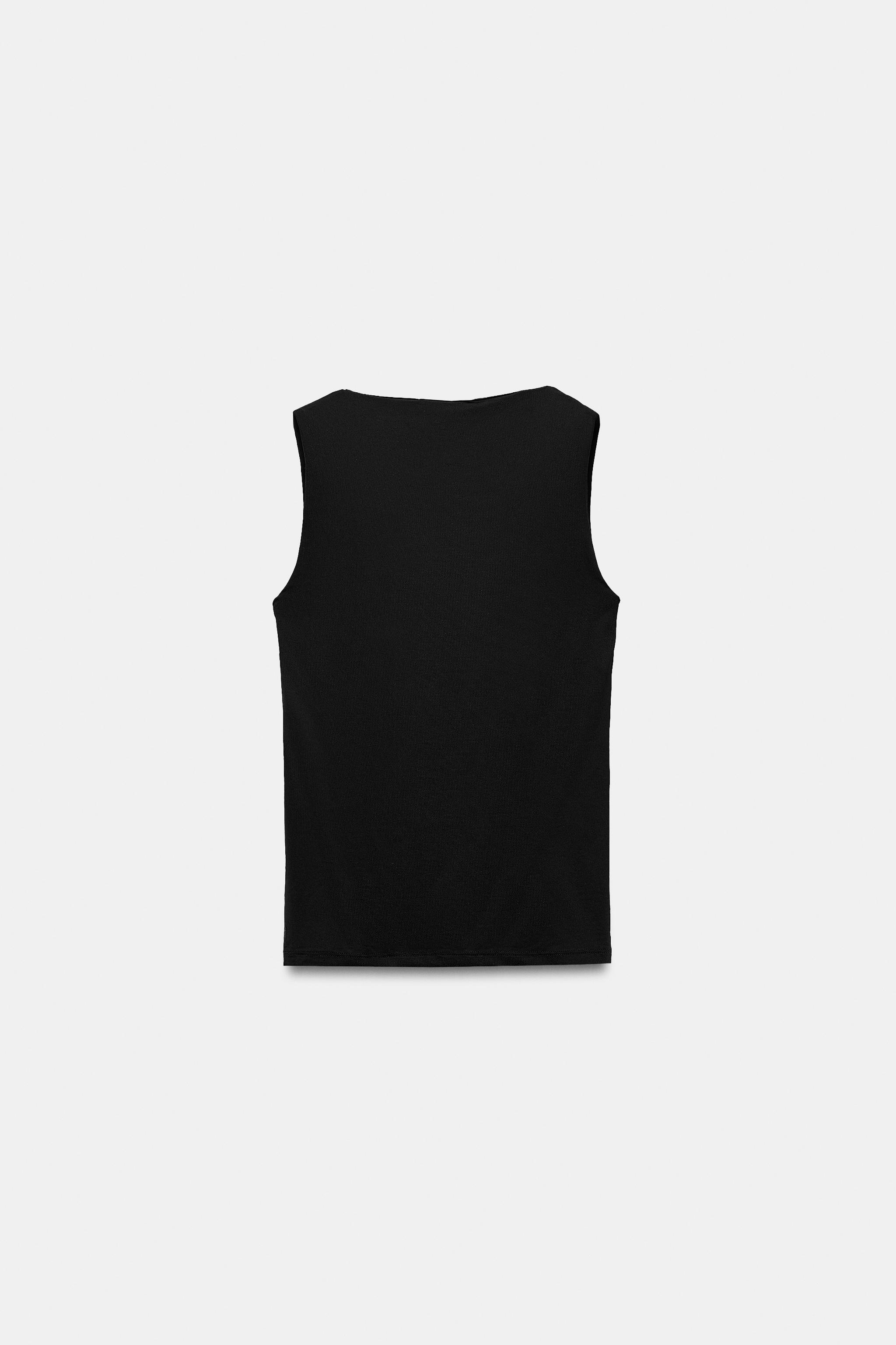 Zara GENİŞ ASKILI POLİAMİT T-SHIRT görsel 7