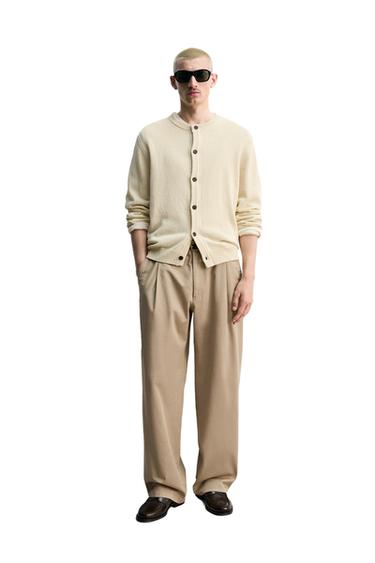 קרדיגן REGULAR FIT כותנה - פשתן - בז' בהיר של Zara