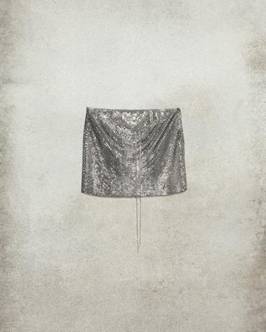LUDOVIC DE SAINT SERNIN x ZARA メッシュショートスカートシルバーZaraのLUDOVIC DE SAINT SERNIN x ZARA メッシュショートスカート - シルバー 