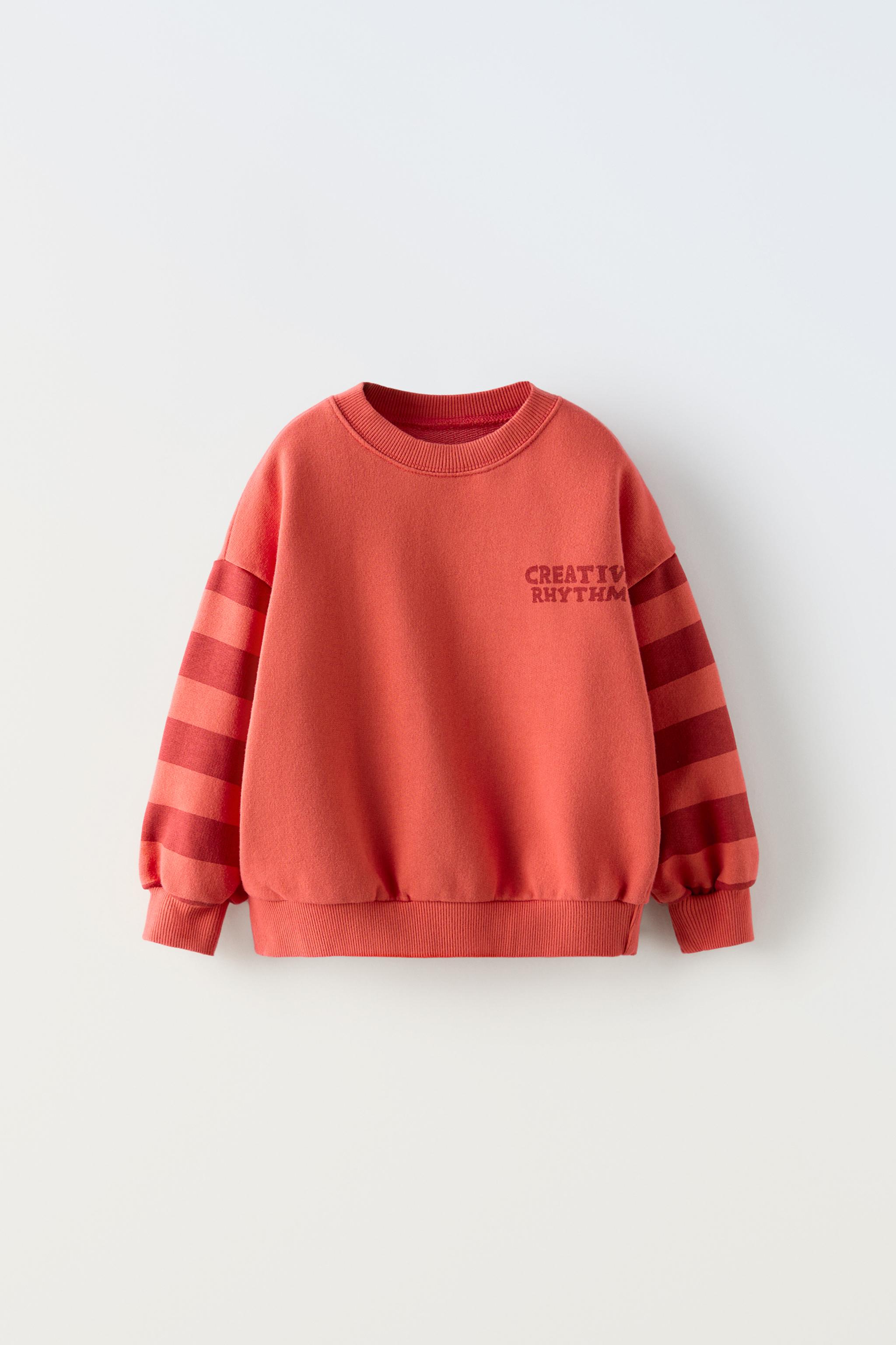 ZARA STRUCTURED STRIPED fashion SWEATSHIRTnECRU / RED