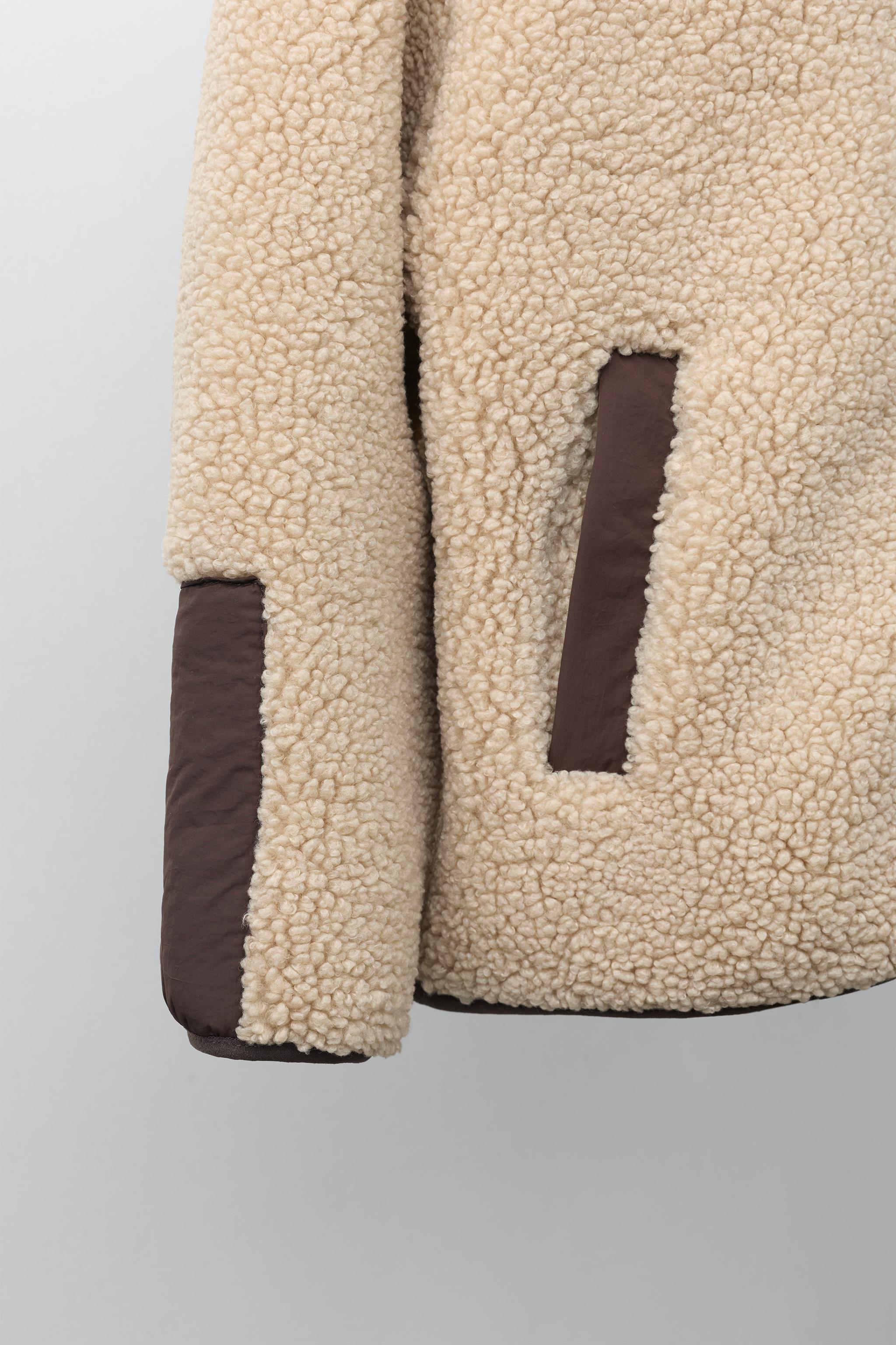 HOODED FAUX SHEARLING JACKET