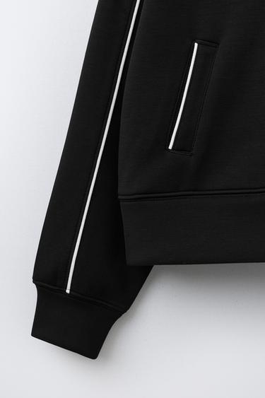 SWEATSHIRT WITH MODAL CONTRAST PIPING - Black by Zara - Image 3
