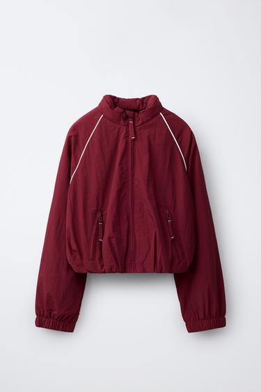 Zara SPORTSKA JAKNA SA KONTRASTNIM IVICAMA – Burgundac