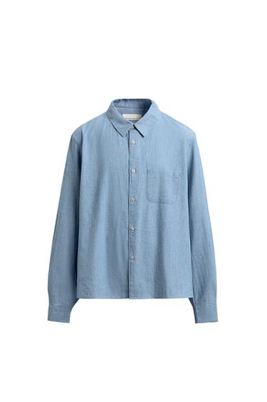 KOŠILE REGULAR FIT CHAMBRAY - Světle modrá od Zara