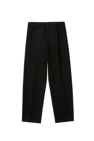 COTTON/WOOL PLEATED TROUSERS - Black by Zara