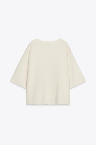 100% WOOL OVERSIZE SWEATER - Ecru by Zara - Image 6