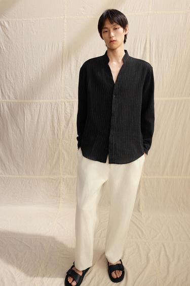 SEMI-SHEER TEXTURED SHIRT - Black by Zara