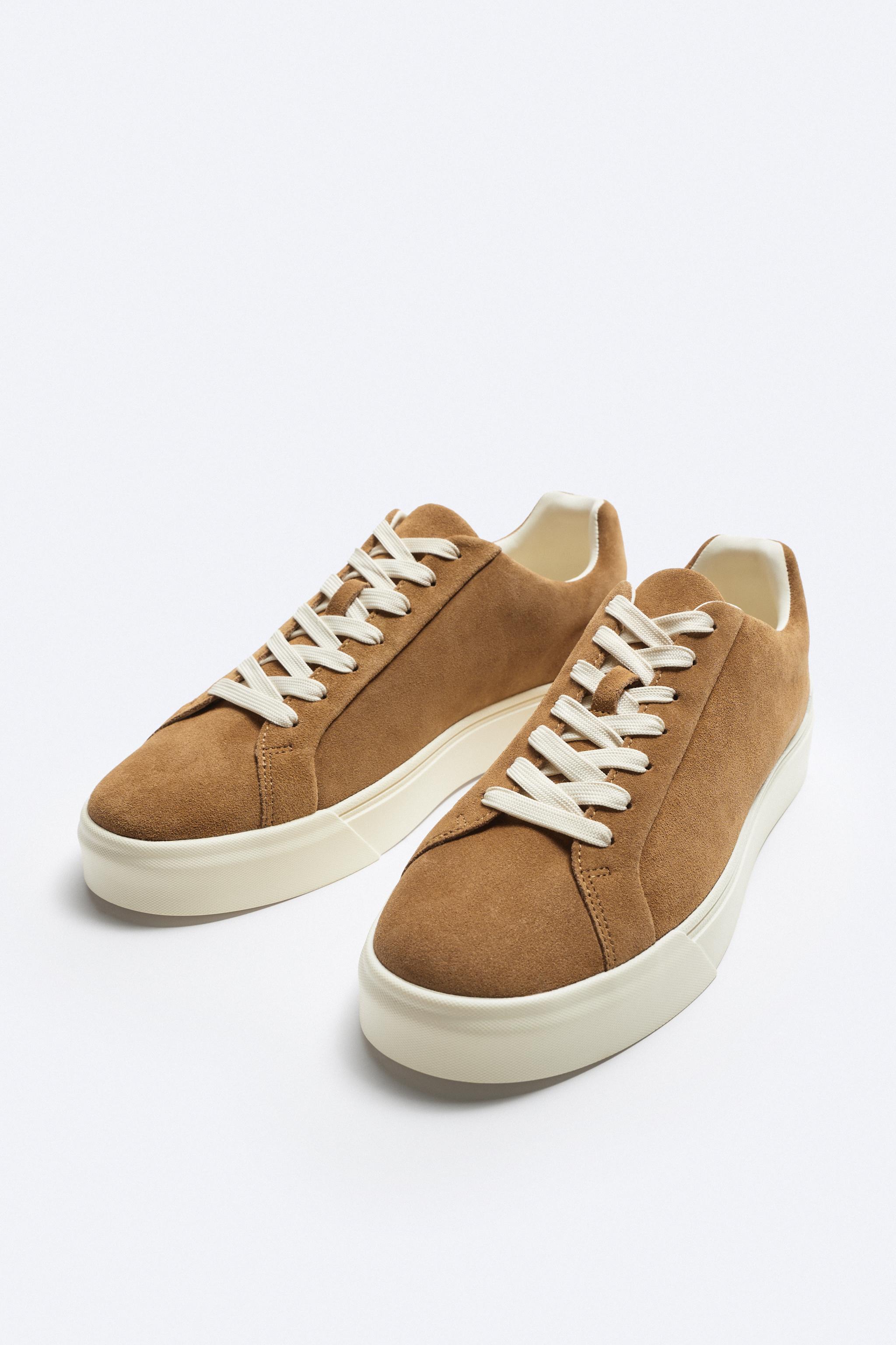SUEDE SNEAKERS - Taupe Gray | ZARA United States