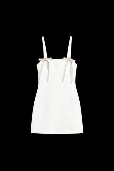 SATIN MINI DRESS WITH BOWS - Oyster-white by Zara - Image 0