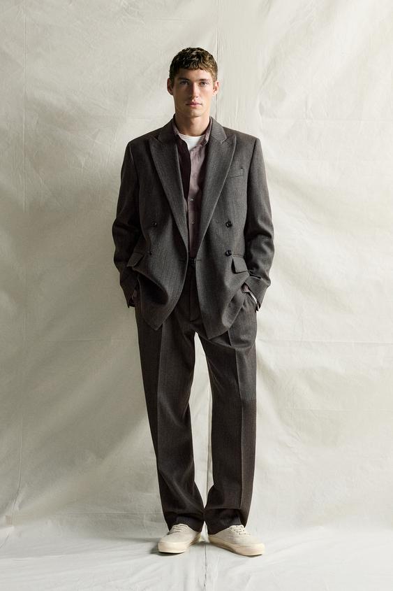 100% WOOL MANTECO® SUIT TROUSERS - Light grey by Zara - Image 0