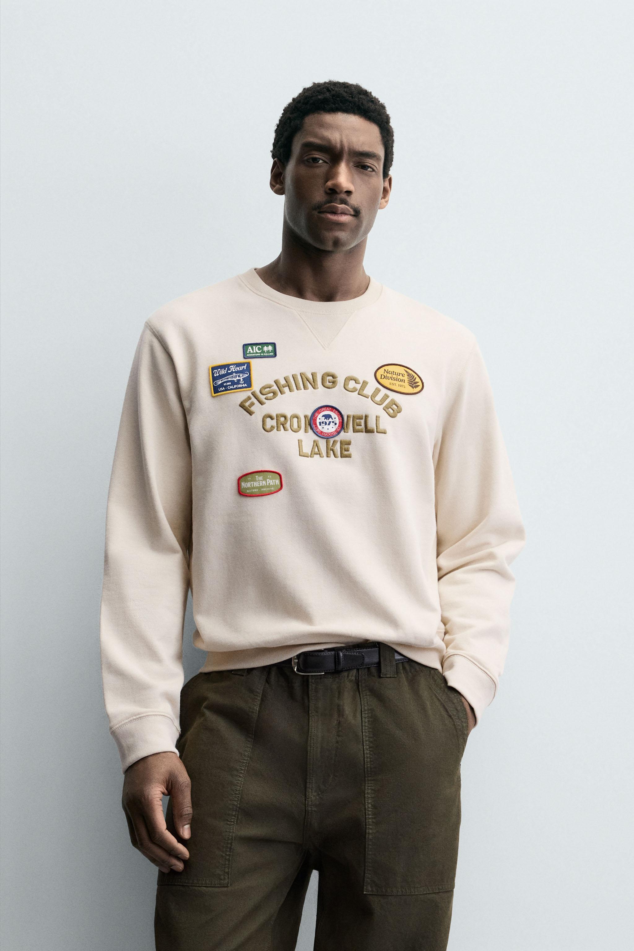 刺繍入りテキストスウェットシャツ - エクリュ | ZARA Japan / 日本