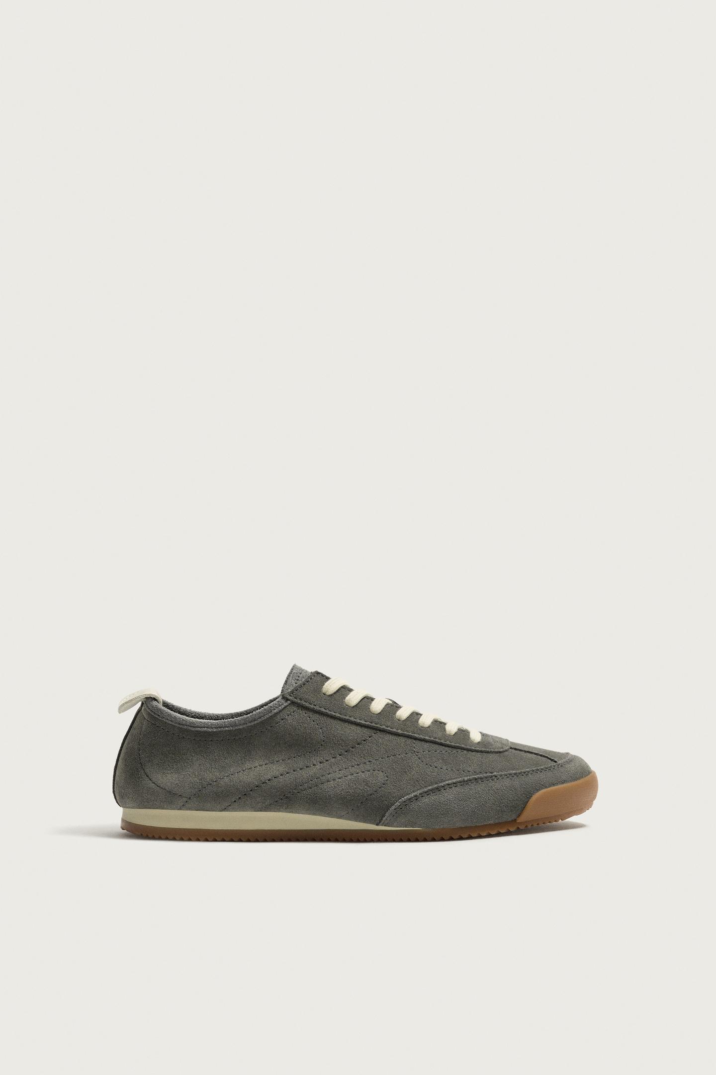 Мужские кроссовки Zara Retro Leather, цвет: Серый — фото 4