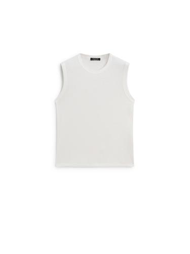 Zara Sleeveless linen blend T-shirt - Oyster-white