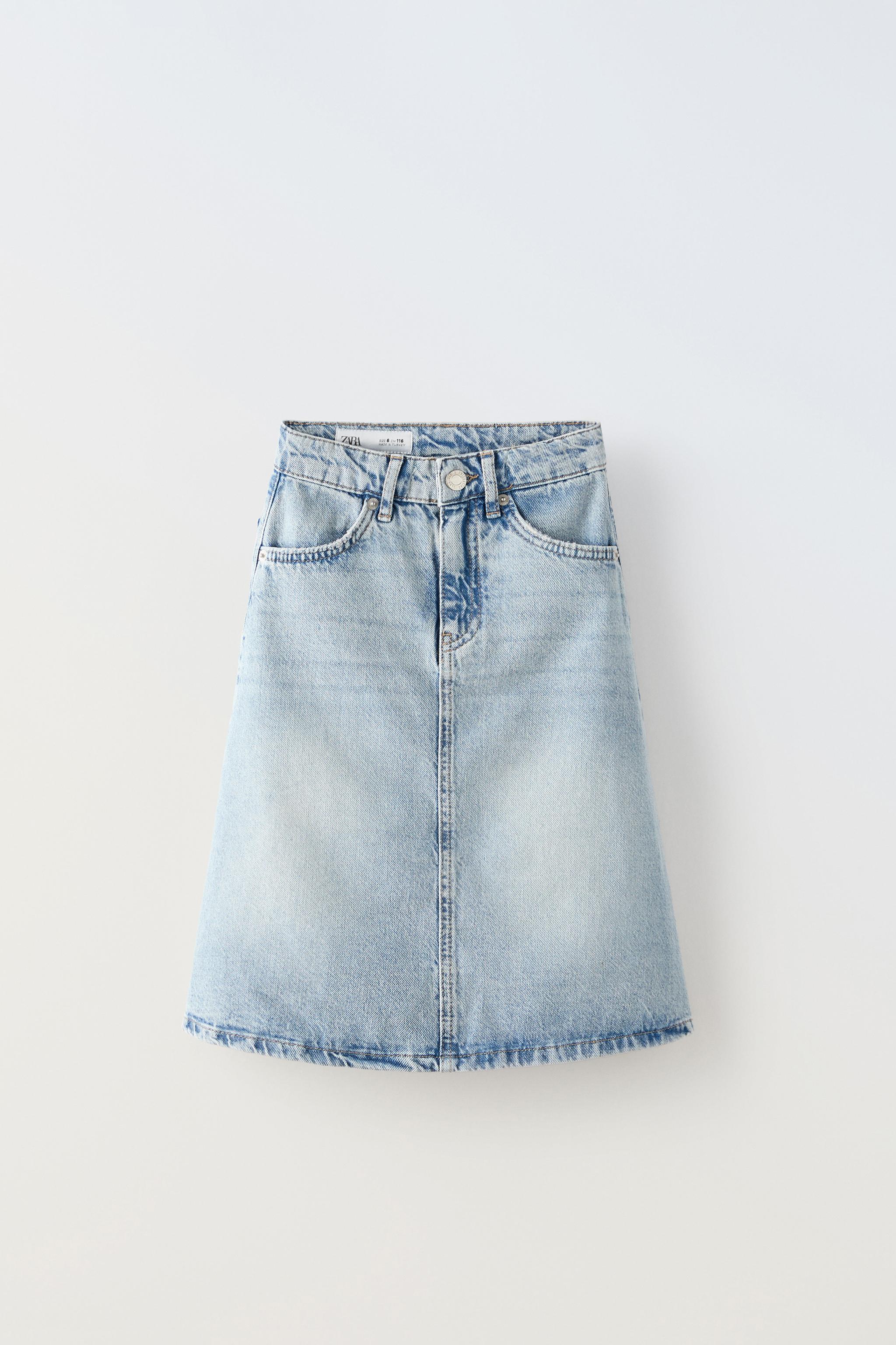 Distressed denim skirt zara hotsell