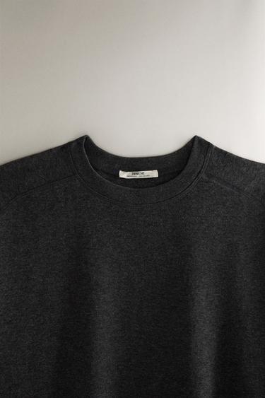 STRAIGHT FIT LONG SLEEVE T-SHIRT - Dark grey by Zara - Image 1