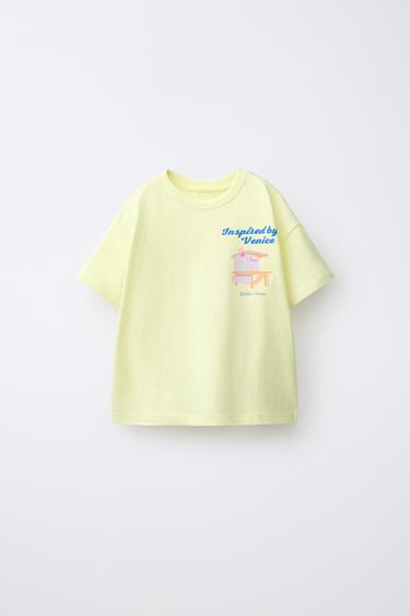 T-SHIRT IMPRIMÉ CABANE - Jaune clair de Zara