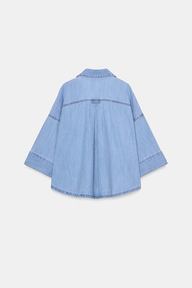 Z1975 WIDE SLEEVE DENIM SHIRT - Mid-blue by Zara - Image 7