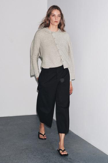 كنزة صوف 100% بأكمام طويلة - رملي /فيجوريه الخاص بـ Zara