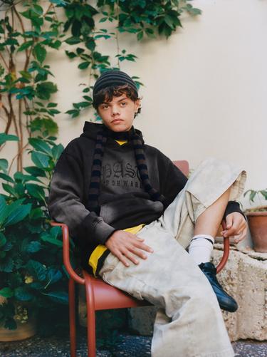 TEXT PRINT HOODIE — Dark anthracite 1