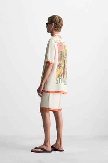 CONTRAST STRIPE SATIN SHIRT - Orange by Zara - Image 3