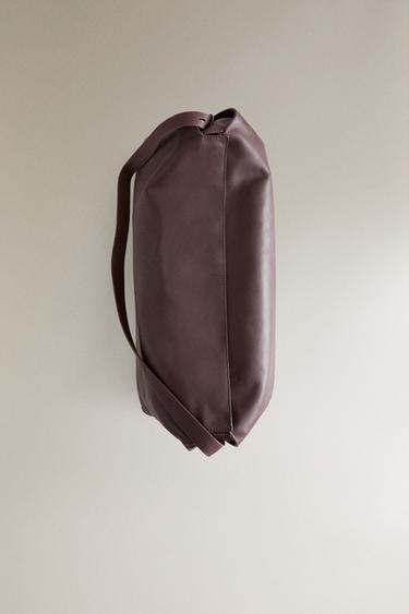LEATHER TOTE BAG - Burgundy Red by Zara - Image 2