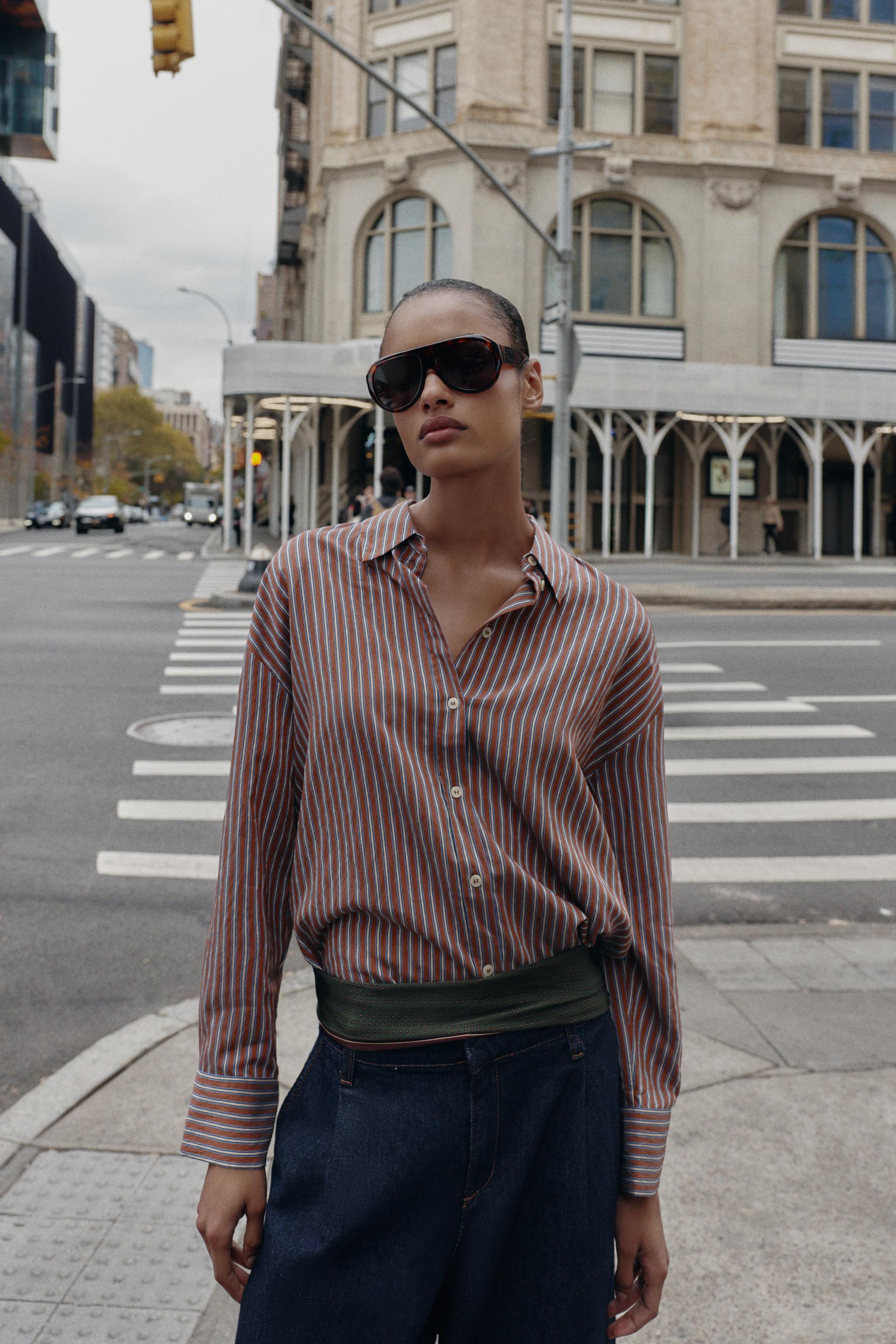 OVERSIZED STRIPED POPLIN SHIRT