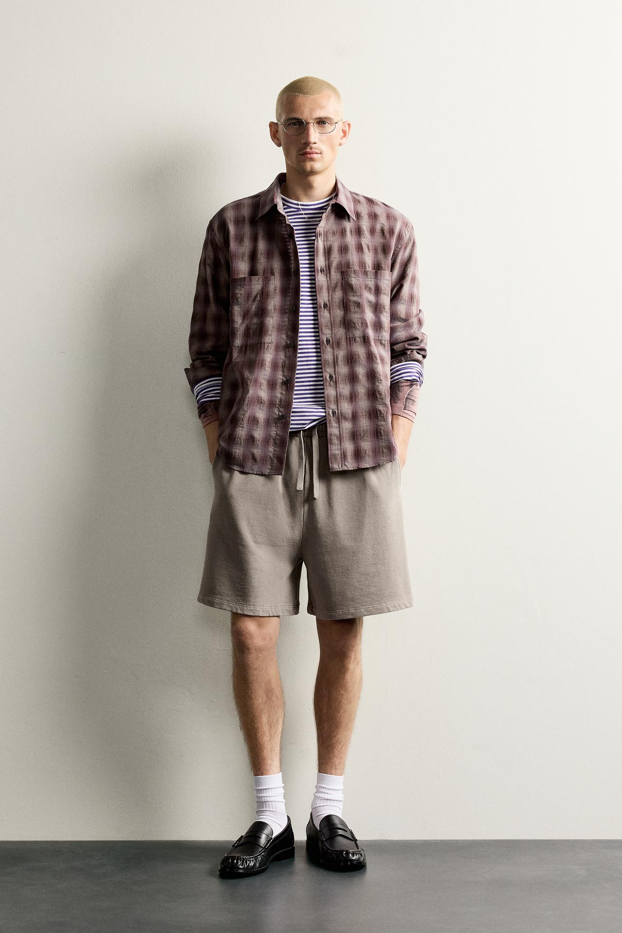 BASIC FADED JOGGER BERMUDA SHORTS — Grey