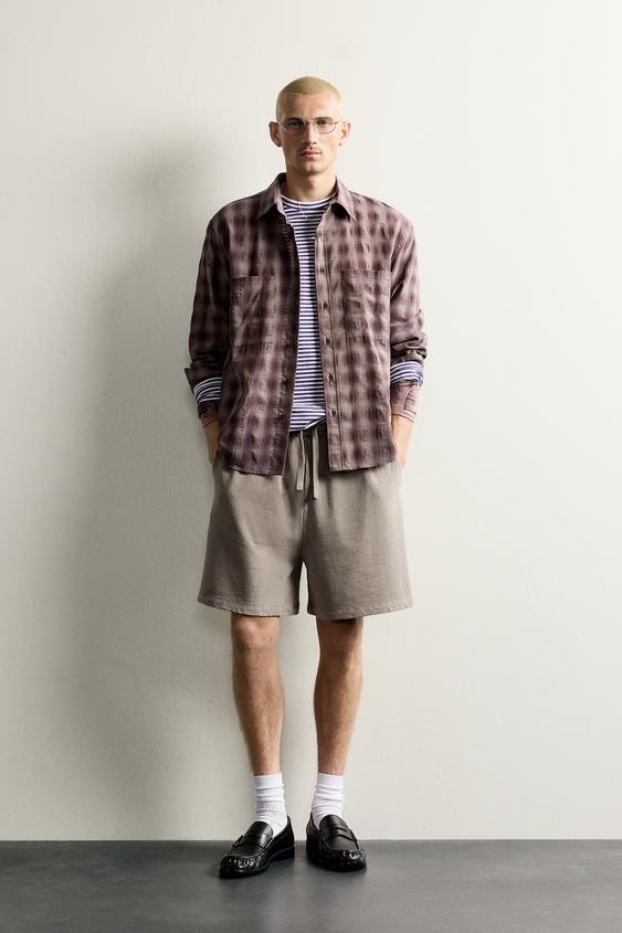 Zara BASIC WASHED SWEATSHORTS - Gray - Image 0