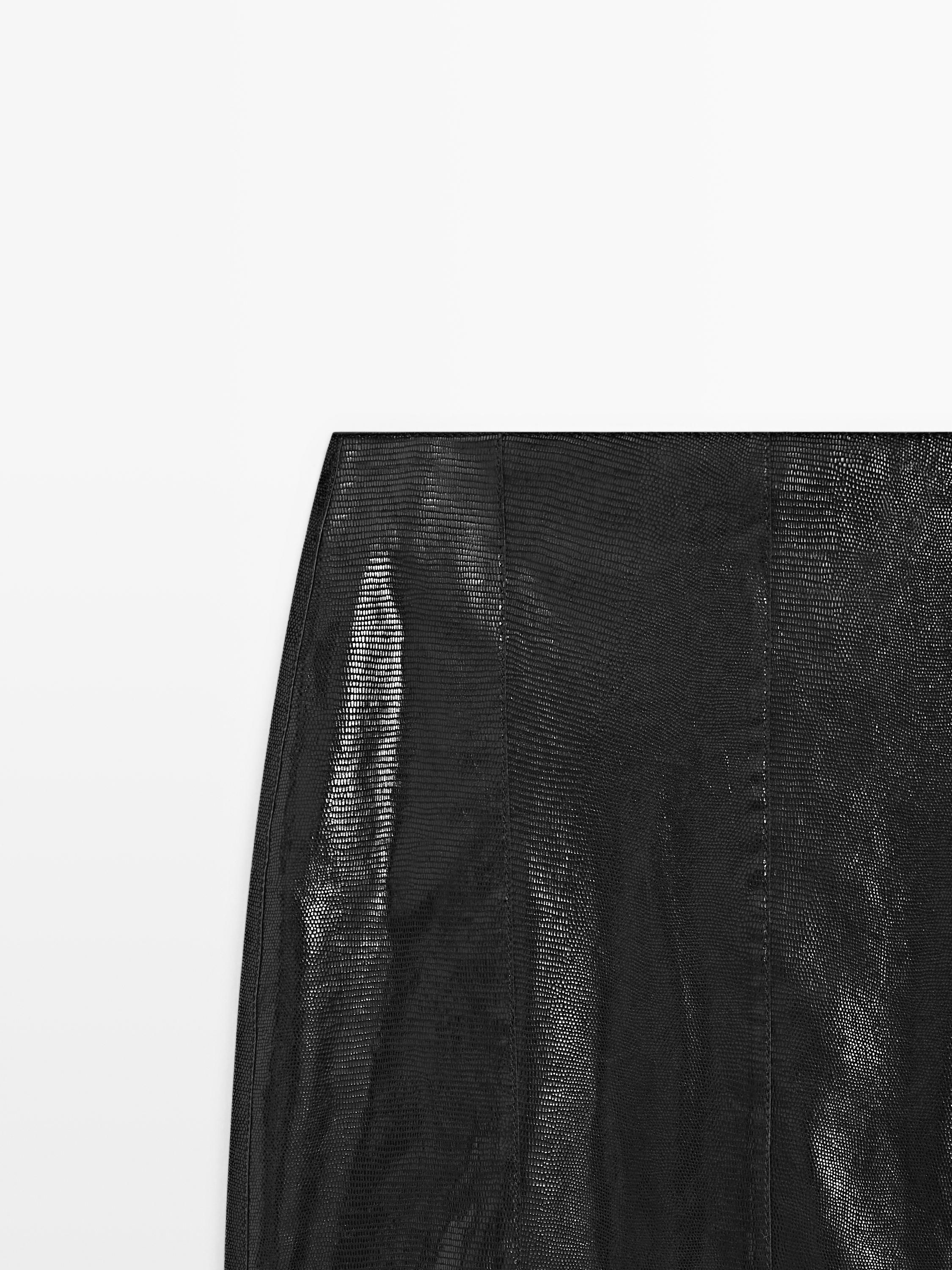 Animal print leather mini skirt