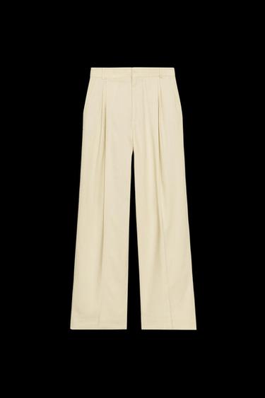 PANTALÓN ANCHO PINZAS ZW COLLECTION - Amarillo pastel de Zara - Imagen 0