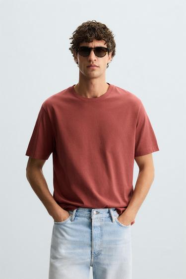 Zara BASIC MEDIUM WEIGHT T-SHIRT - Intense red