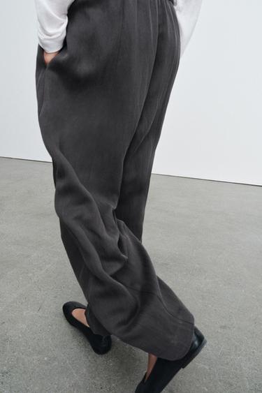 PANTALON BARREL ZW COLLECTION - Gris foncé de Zara - Image 3