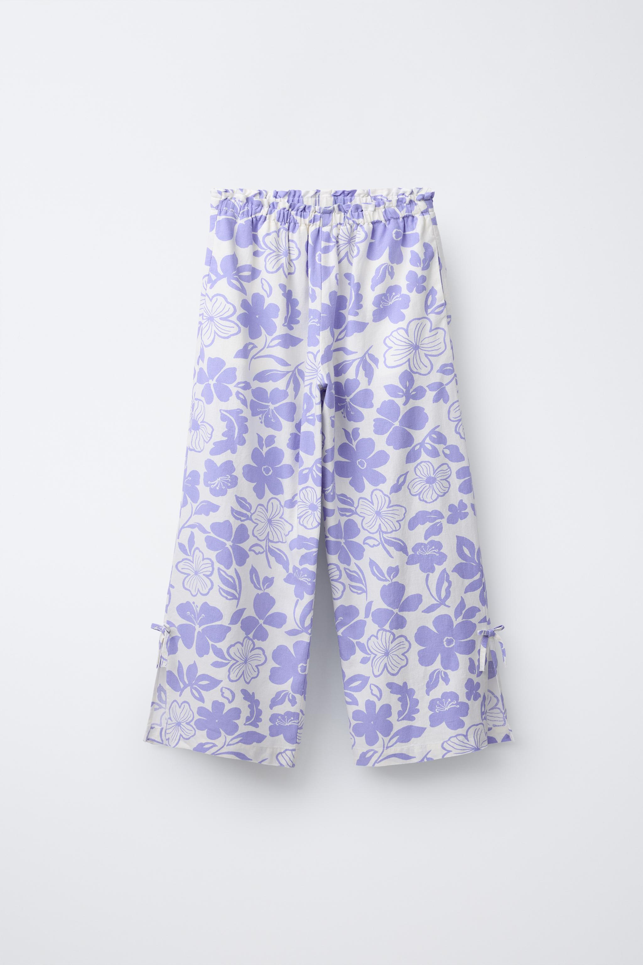 PRINTED STRAIGHT-LEG LINEN PANTS