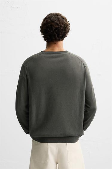 LIGHTWEIGHT COTTON SWEATER - Mid-grey by Zara - Image 2