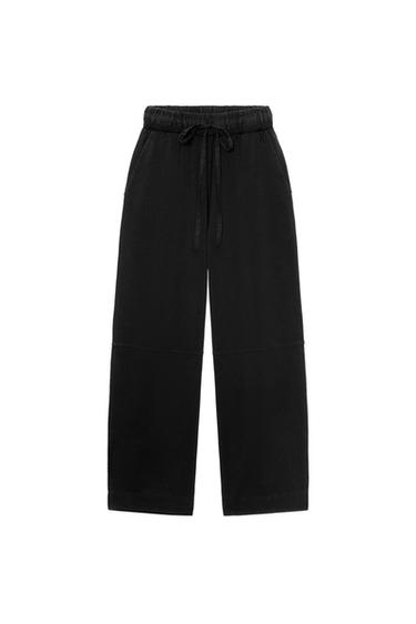 PANTALÓN HEAVY COTTON WIDE LEG - Negro de Zara